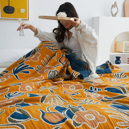 Ownkoti Doppelseitige Steppdecke mit böhmischem Blumendruck