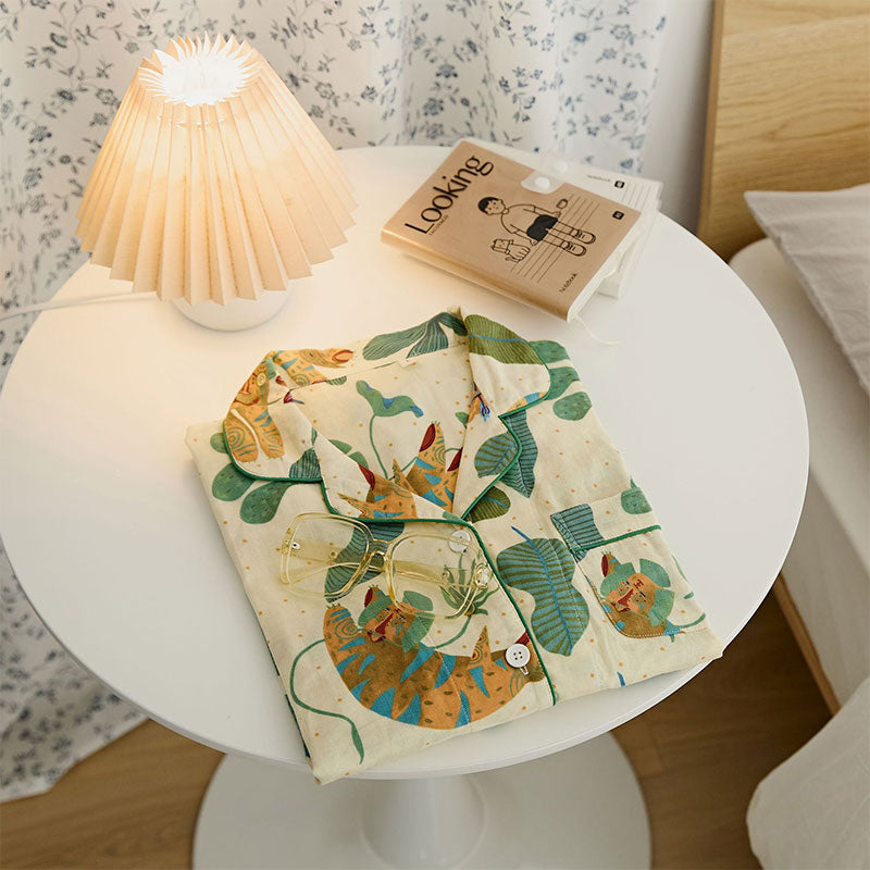 Süßes Tiger-Pflanzen-Loungewear-Set