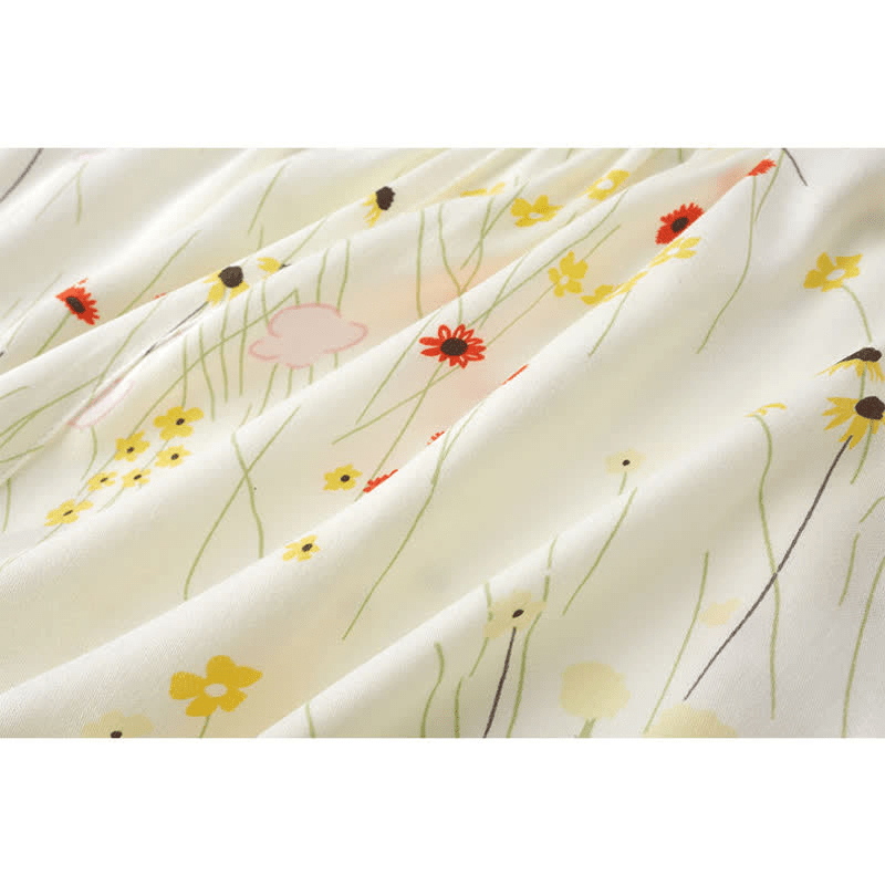 Atmungsaktives Loungewear-Set mit Blumenblatt-Print und V-Ausschnitt