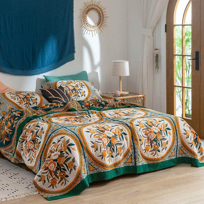 Ownkoti – Bequeme doppelseitige Steppdecke aus Baumwolle mit Blumenmuster