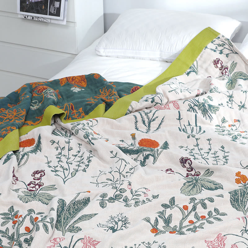 Wendbare weiche Steppdecke aus Baumwolle mit Blumen und Pflanzen