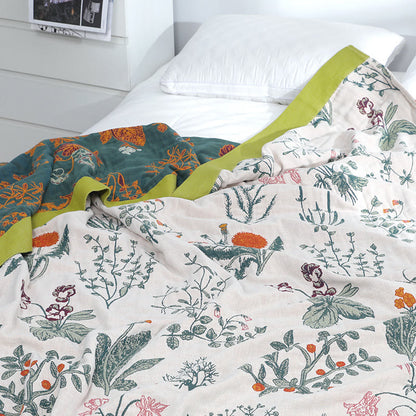 Wendbare weiche Steppdecke aus Baumwolle mit Blumen und Pflanzen