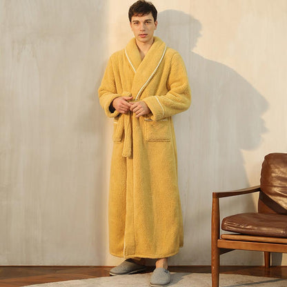Ownkoti Bequemer Fleece-Pyjama, langer Bademantel - Gelb - Männer: 3XL - image 3