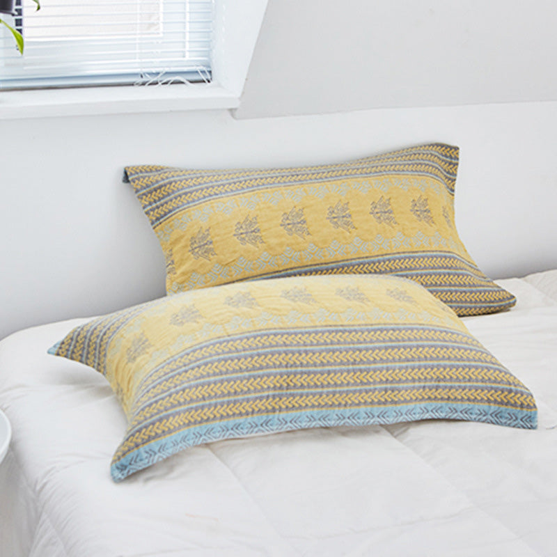 Ownkoti Gelbes Bett-Dekokissen-Handtuch aus Baumwolle (2 Stück) - image 6
