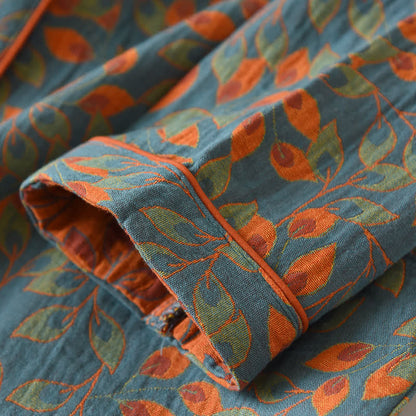 Loungewear-Set aus reiner Baumwolle mit Federmuster