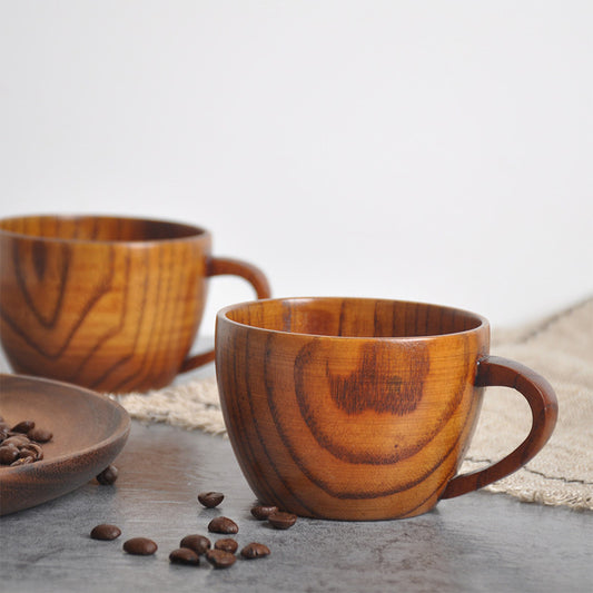 Ownkoti Teetasse aus natürlichem Holz mit Henkel (2 Stück)