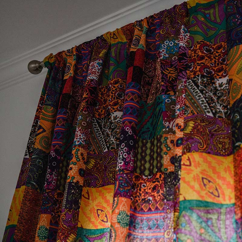 Ownkoti Bunte Boho-Fenstervorhänge aus Baumwollleinen