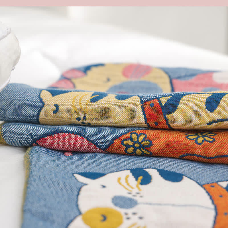 Ownkoti Kissenbezüge mit niedlichen Katzenmotiven aus reiner Baumwolle mit Knöpfen (2 Stück)