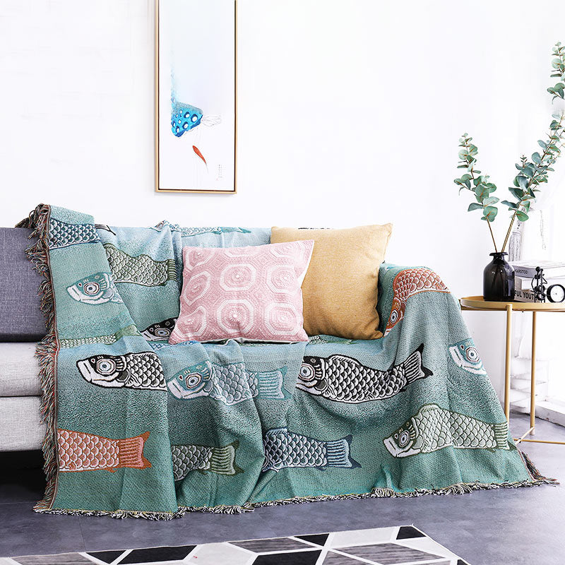 Wendedecke mit Quasten und Koi-Print