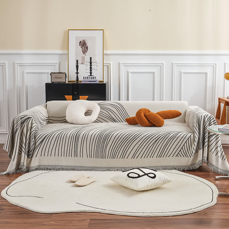 Ownkoti Chenille-Sofaschoner mit abstrakten Streifen