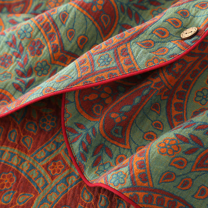 Loungewear-Set mit Rundhalsausschnitt und Vintage-Jacquardmuster