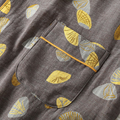 Luxuriöses Pyjama-Set aus Muschelbaumwolle mit Revers