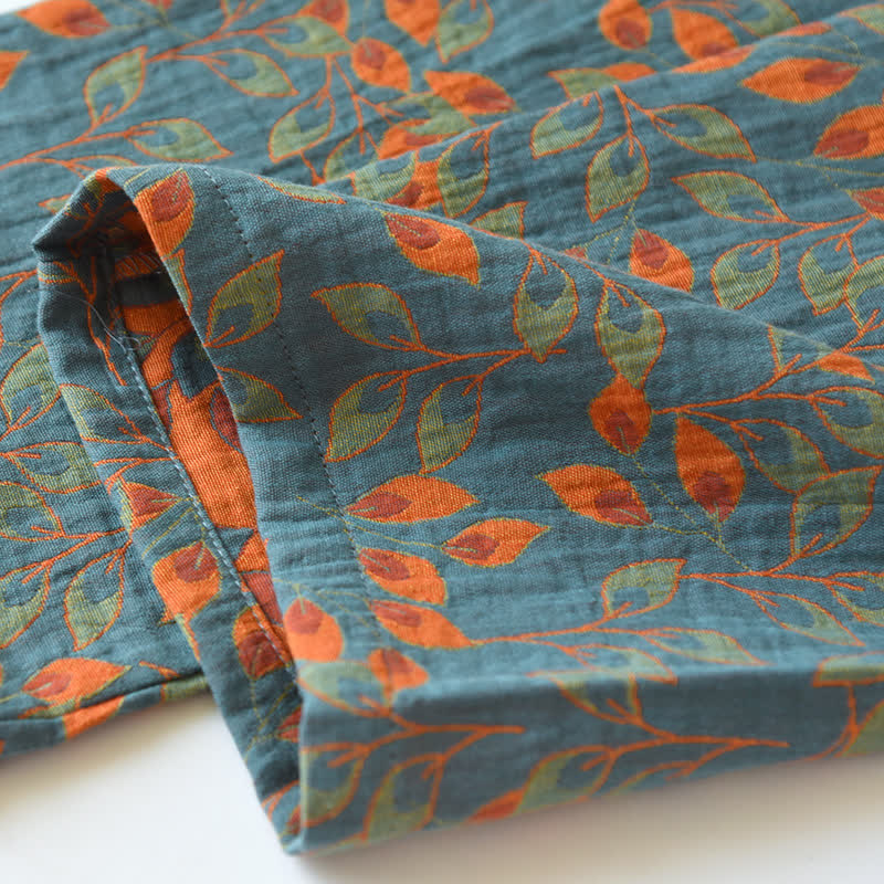 Loungewear-Set aus reiner Baumwolle mit Federmuster