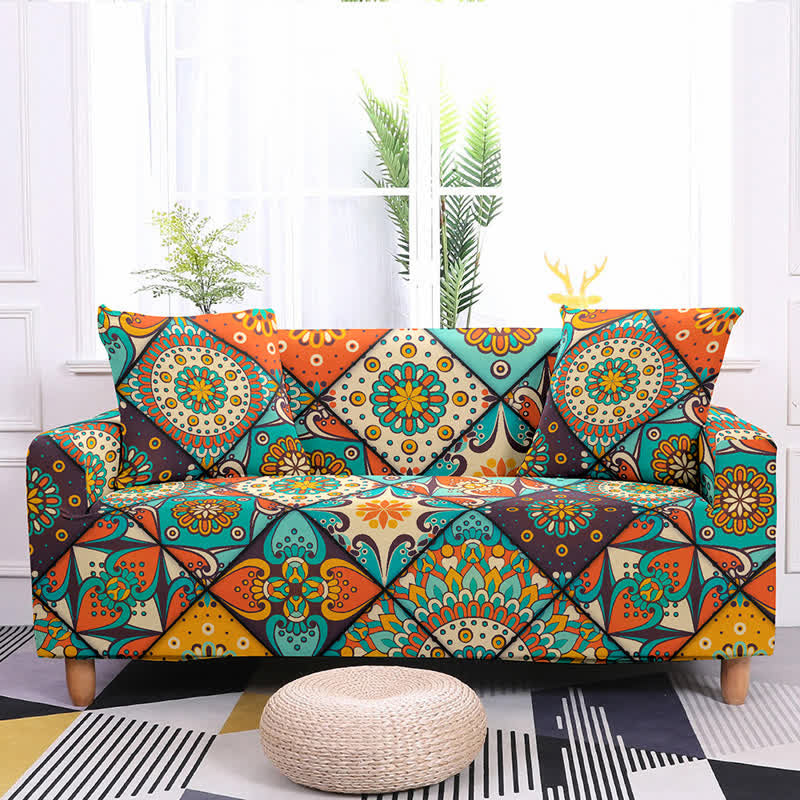 Ownkoti Elastischer, dehnbarer Sofabezug mit Retro-Muster - Farbe Nr. 1 - 3-Sitzer 190cm - 230 cm - image 1
