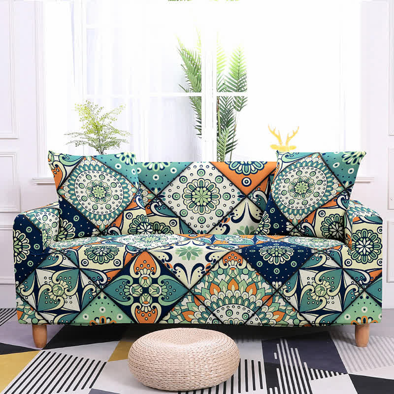 Ownkoti Elastischer, dehnbarer Sofabezug mit Retro-Muster - Farbe Nr. 3 - 2-Sitzer 145cm -185 cm - image 2