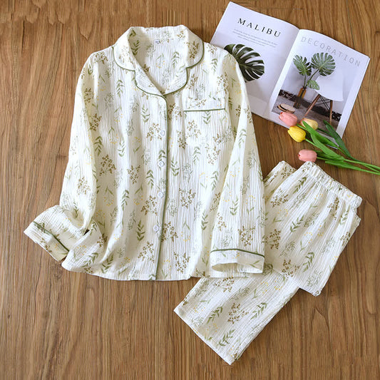 Pyjama-Set aus doppelter Baumwollgaze mit Blumenmuster