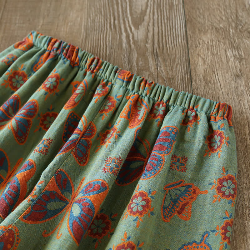 Loungewear-Set aus Baumwolle mit Vintage-Schmetterlingsdruck