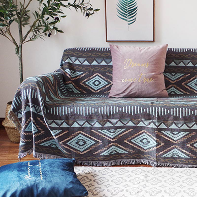 Bohemian Strick-Loungedecke mit Quaste