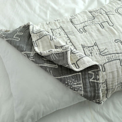 Ownkoti Kissen mit Katzen-Aufdruck, Handtuch, Bett, Baumwollkissen, Dekoration (2 Stück)