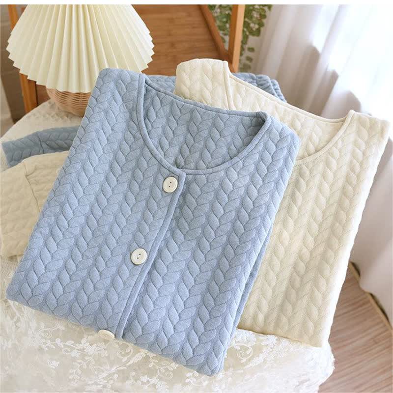 Einfaches Pyjama-Set aus Air Cotton mit Rundhalsausschnitt