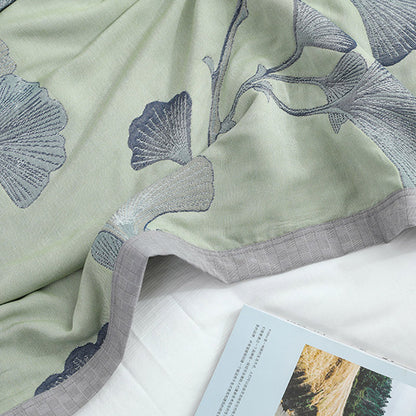 Wendbare Steppdecke aus Baumwollgaze mit Ginkgoblatt-Motiv - image 6