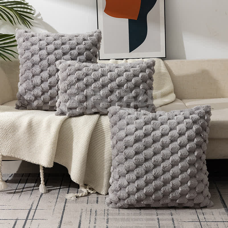 Flauschiger dekorativer Kissenbezug aus Jacquard-Schneeflockensamt