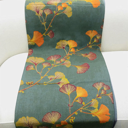 Wendesteppdecke aus Jacquard-Baumwolle mit Ginkgoblättern
