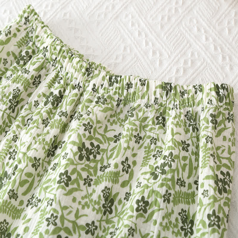 Loungewear-Set aus Baumwolle im pastoralen Stil mit Blumenmuster