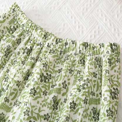 Loungewear-Set aus Baumwolle im pastoralen Stil mit Blumenmuster
