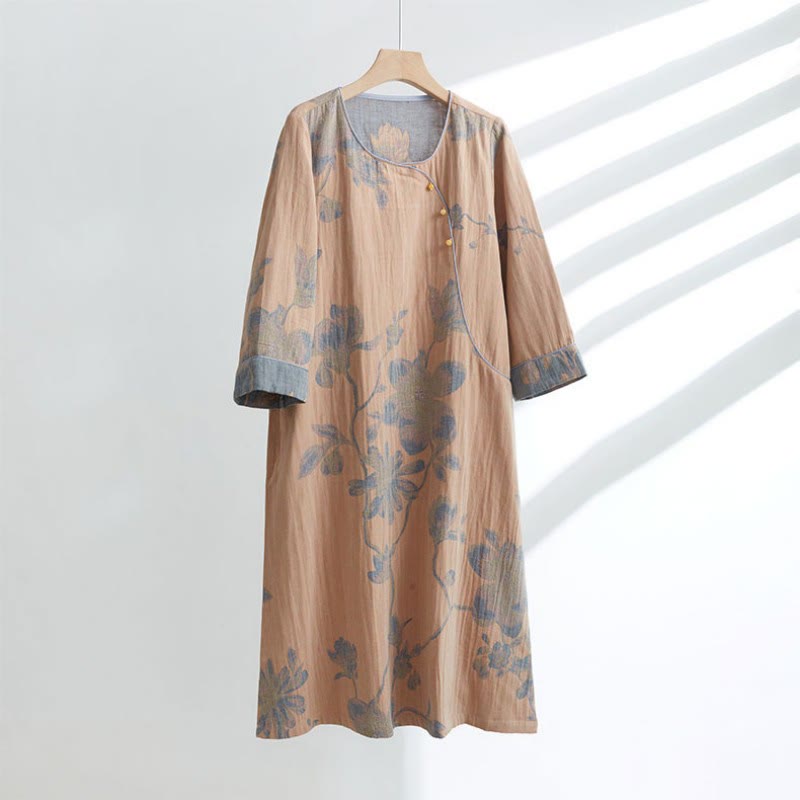 Kurzes Nachthemd aus Jacquard-Baumwolle „Magnolia“