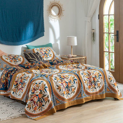 Ownkoti – Bequeme doppelseitige Steppdecke aus Baumwolle mit Blumenmuster