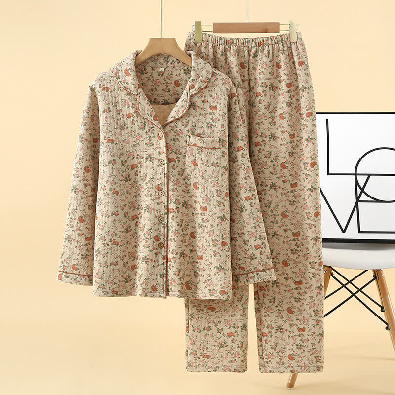Rural Rose Air Loungewear-Set aus Baumwolle