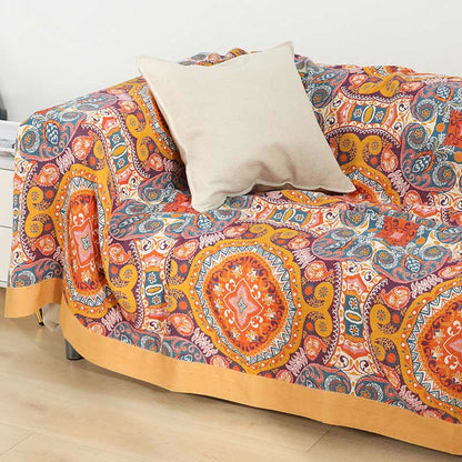 Boho-Sofadecke aus Baumwolle in Orange