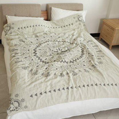 Ownkoti Chic Mandala Wende-Steppdecke aus Baumwolle mit Blumenmuster