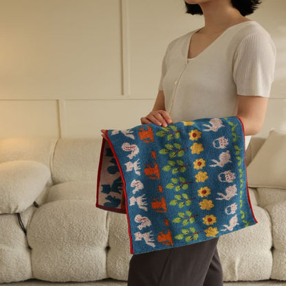 Weiches Badetuch aus Baumwolle mit Tier- und Blumenmotiv