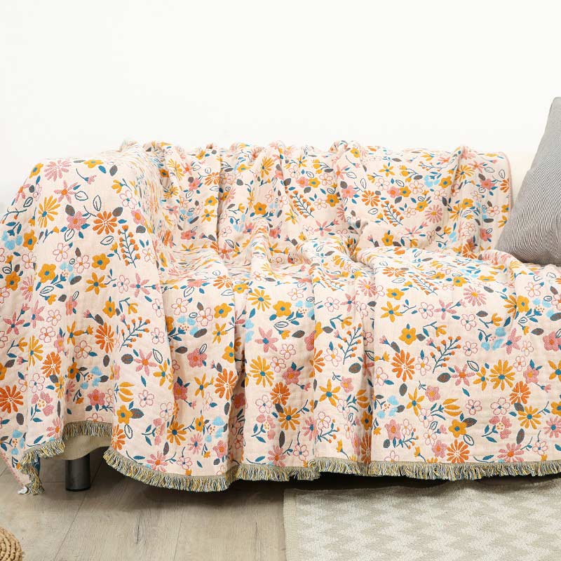 Ownkoti Decke mit Gartenblumen-Quasten, Sofabezug