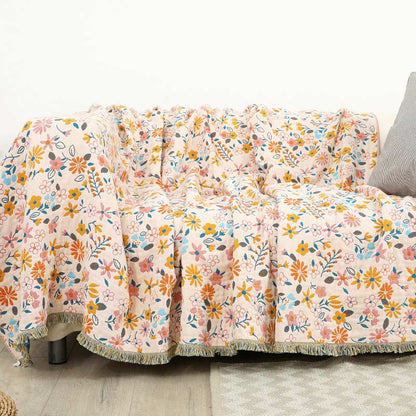 Ownkoti Decke mit Gartenblumen-Quasten, Sofabezug
