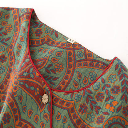 Loungewear-Set mit Rundhalsausschnitt und Vintage-Jacquardmuster