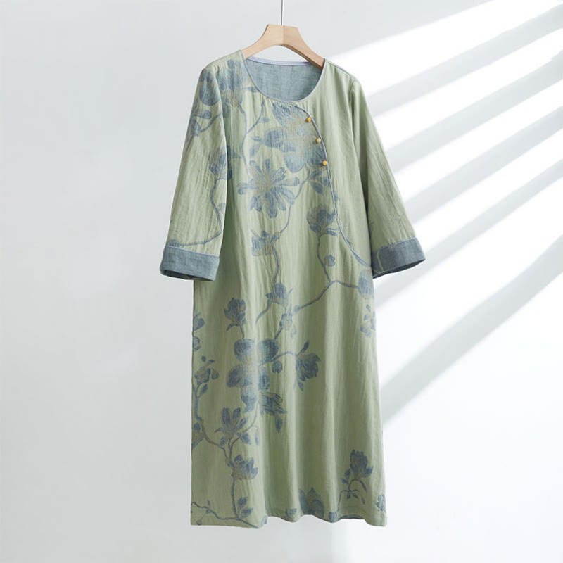 Kurzes Nachthemd aus Jacquard-Baumwolle „Magnolia“