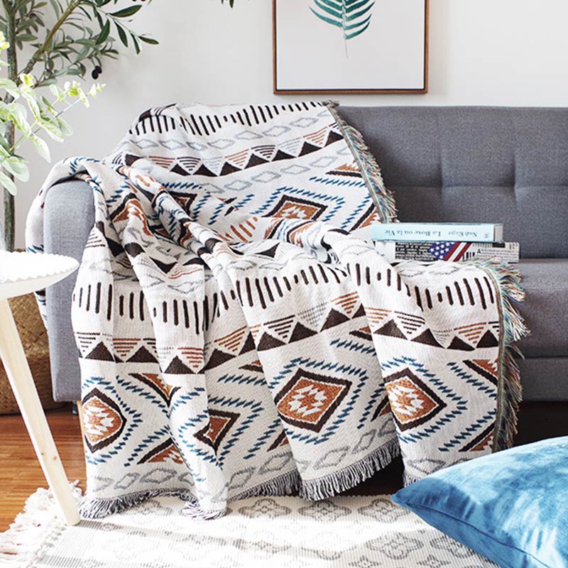 Bohemian Strick-Loungedecke mit Quaste