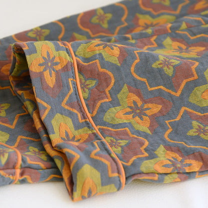 Loungewear-Set aus Baumwolle mit Rhombus-Blumenrevers