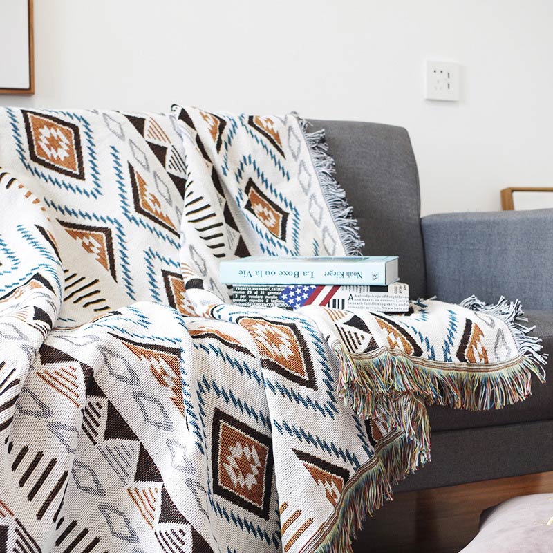 Bohemian Strick-Loungedecke mit Quaste