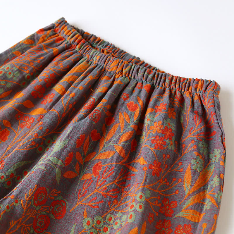 Loungewear-Set aus Baumwolle mit Revers im Vintage-Stil mit Blättern - image 9