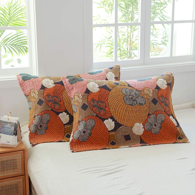 Buntes Kissenhandtuch aus Baumwollgaze in Persimmon-Optik (2 Stück)