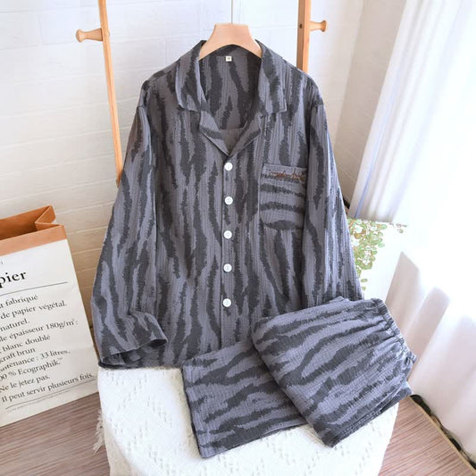 Pyjama-Set aus Baumwollgaze mit Zebramuster