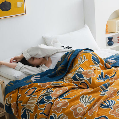 Ownkoti Doppelseitige Steppdecke mit böhmischem Blumendruck