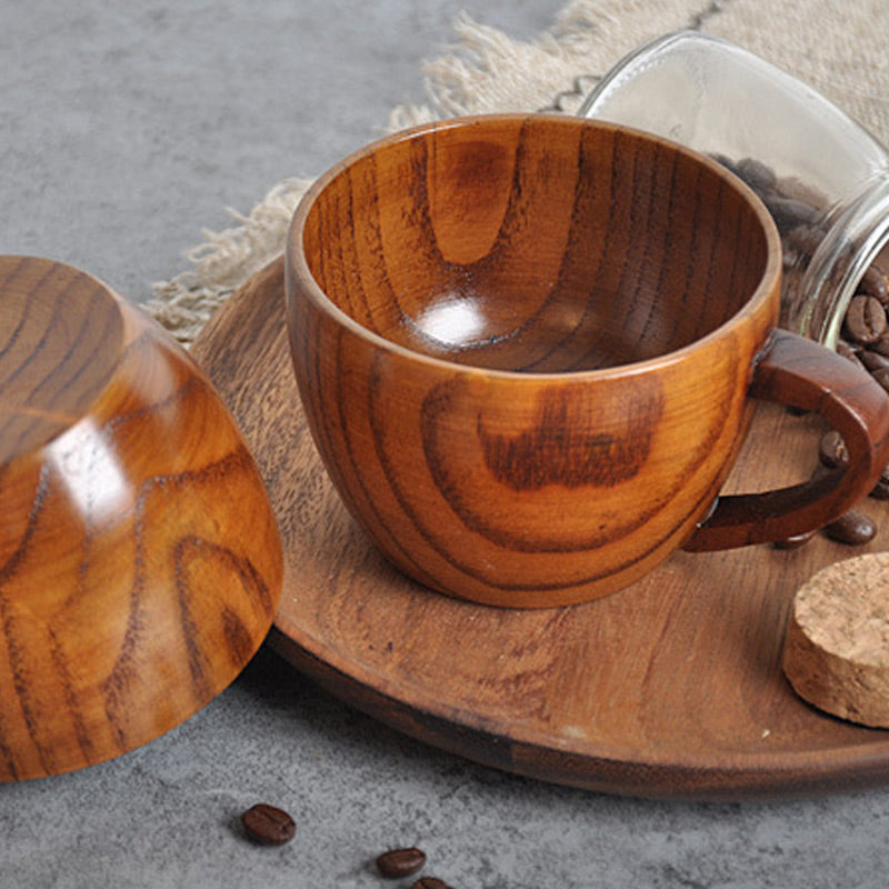 Ownkoti Teetasse aus natürlichem Holz mit Henkel (2 Stück)