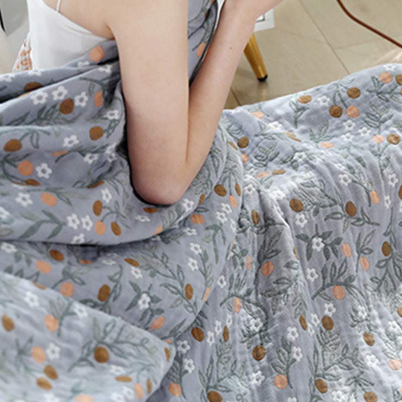 Retro Wende-Bettdecke, weiche Steppdecke mit Blumenmuster