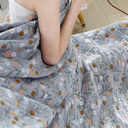 Retro Wende-Bettdecke, weiche Steppdecke mit Blumenmuster