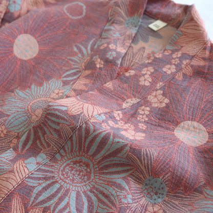 Bequemer Bademantel mit V-Ausschnitt und Blumenmuster für Zuhause und Schlaf